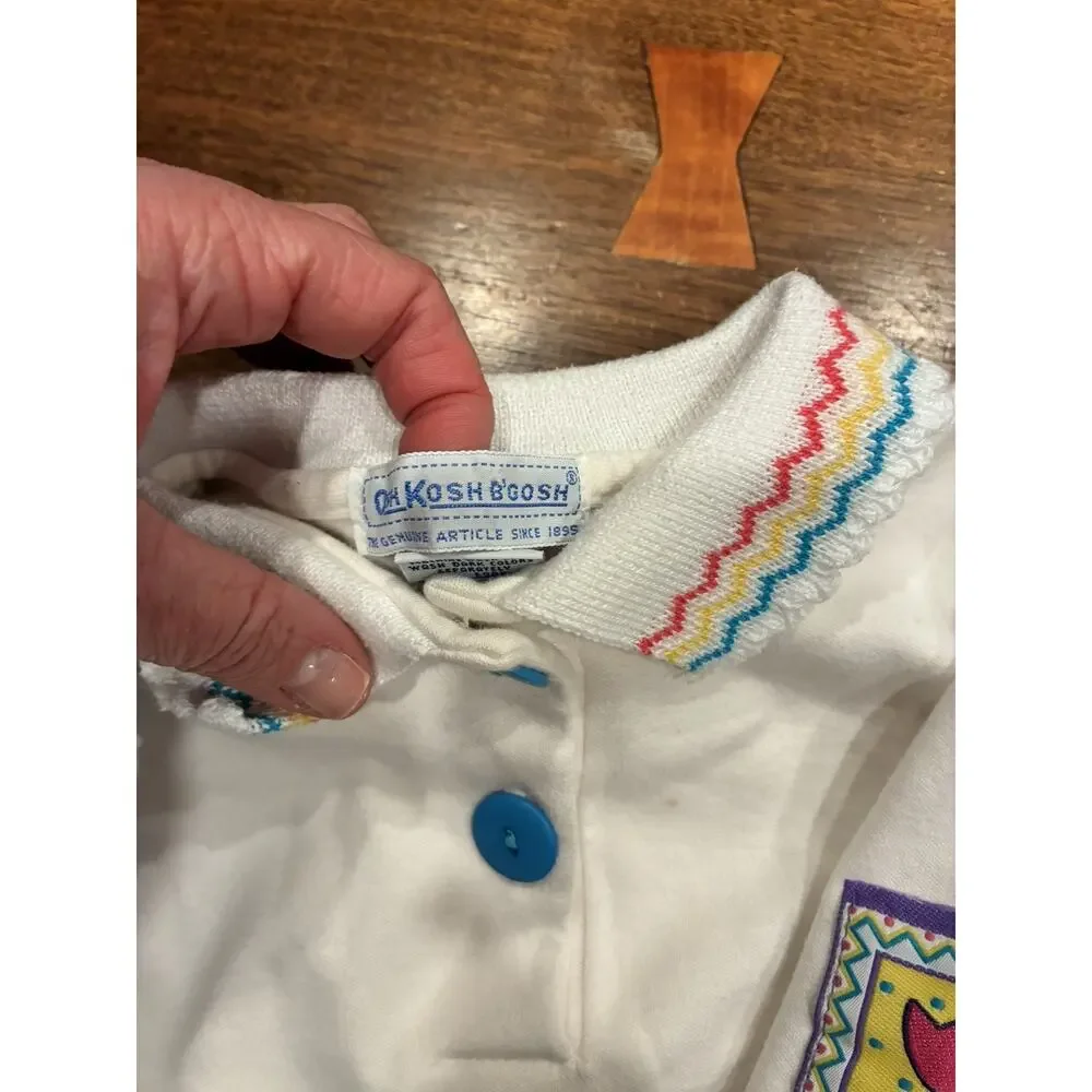 RARE Vintage 80s 90s Oshkosh B'Gosh collared shirt floral sleeve Sz 6